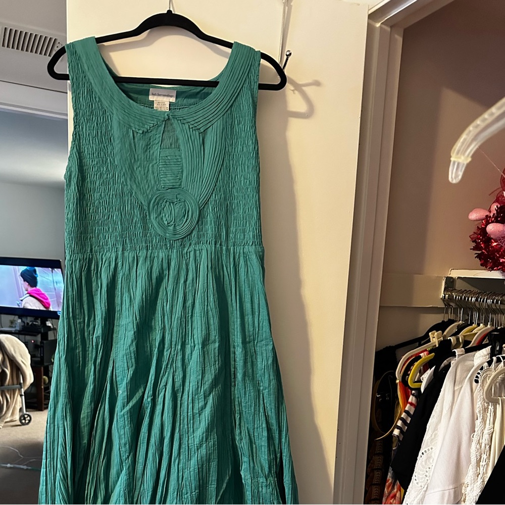 Soft Surroundings beautiful green flowing dress.